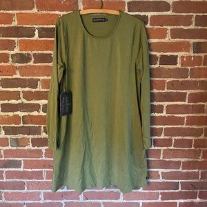 United by Blue Ridley Long Sleeve Swing Dress in Olive, NWT, size Medium
